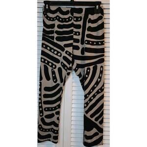 INC Ebony Tribal Pattern Cropped Leggings MED poly/Spandex Blend Boho Comfy